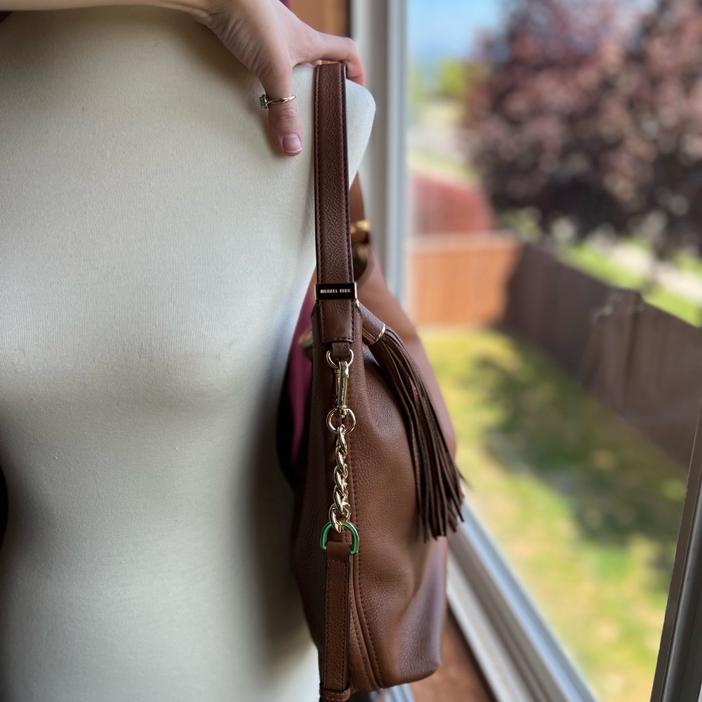 Michael Kors Brown Leather Shoulder Hobo Bag - Picture 2 of 6